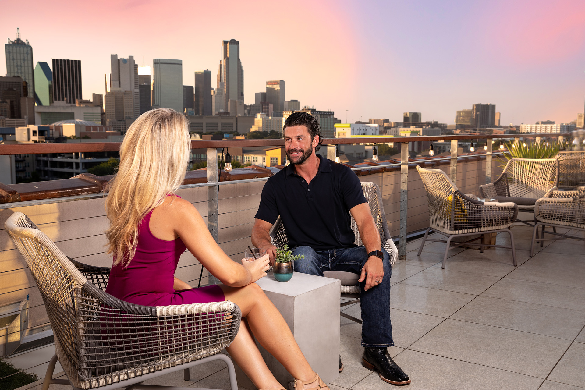 Couple enjoying Canvas rooftop with view
